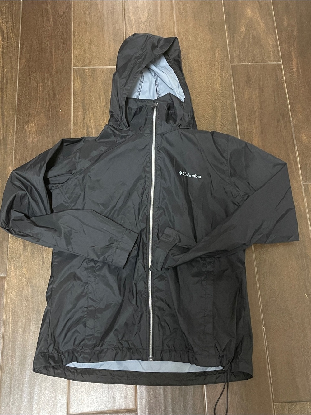 Columbia Black Hooded Lightweight Rain Jacket packable